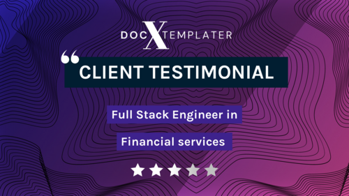 client testimonial - Full stack Engineer in Financial Services : 5 stars out of 5